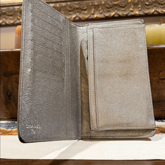 Gorgeous “Chanel” Gold And Silver Leather Wallet - Picture 3 of 14